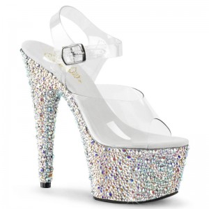 Pleaser Bejeweled-708MS Hakken Dames Zilver | BELGIE BEINJVER