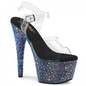 Pleaser Bejeweled-708MS Hakken Dames Zwart Gekleurd | BELGIE BESMBRQV