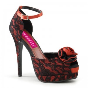Pleaser Bella-17 Hakken Dames Rood | BELGIE BEQKWIZM