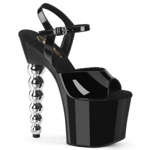 Pleaser Bliss-709 Hakken Dames Zwart Zilver | BELGIE BENMDQAE