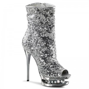 Pleaser Blondie-R-1008 Laarzen Dames Zilver | BELGIE BEBUGSQK