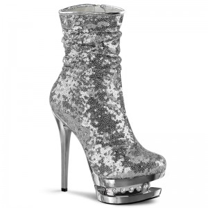 Pleaser Blondie-R-1009 Laarzen Dames Zilver | BELGIE BEGRBZDI
