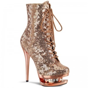 Pleaser Blondie-R-1020 Laarzen Dames Roze Goud | BELGIE BEZQAGUJ