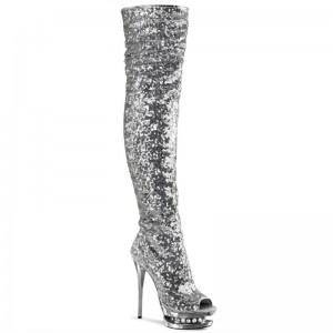 Pleaser Blondie-R-3011 Hoge Hakken Dames Zilver | BELGIE BEEUSOXY