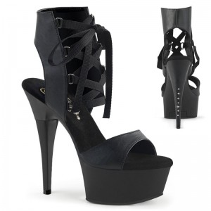 Pleaser Captiva-600-14 Vegan Leather Hakken Dames Zwart | BELGIE BERYMBXW