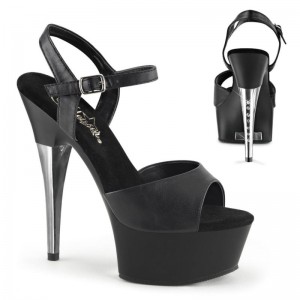 Pleaser Captiva-609 Vegan Leather Hakken Dames Zwart | BELGIE BEDYOMUT