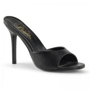 Pleaser Classique-01 Vegan Leather Badslippers Dames Zwart | BELGIE BETWOVYS