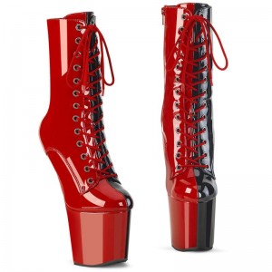 Pleaser Craze-1040TT Laarzen Dames Rood Zwart | BELGIE BEEKGCSA