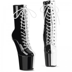 Pleaser Craze-1040TT Laarzen Dames Zwart Wit | BELGIE BEVUWJXF
