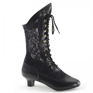 Pleaser Dame-115 Vegan Leather Laarzen Dames Zwart | BELGIE BECWKPVU