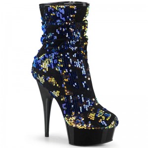 Pleaser Delight-1004 Laarzen Dames Blauw Zwart | BELGIE BEECUTPI