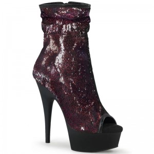 Pleaser Delight-1008SQ Laarzen Dames Bordeaux Zwart | BELGIE BEJHMOYV