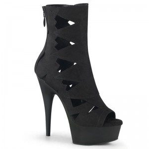 Pleaser Delight-1014 Suede Laarzen Dames Zwart | BELGIE BEEFJPIB