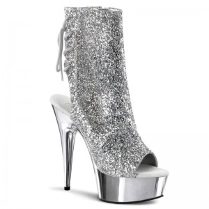 Pleaser Delight-1018G Laarzen Dames Zilver | BELGIE BELICAUD