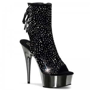 Pleaser Delight-1018RS Laarzen Dames Zwart Grijs | BELGIE BEOPIUZR