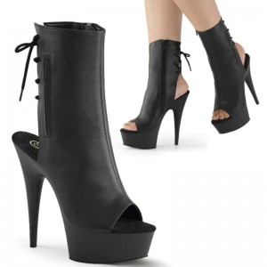 Pleaser Delight-1018 Vegan Leather Laarzen Dames Zwart | BELGIE BERPZDWC