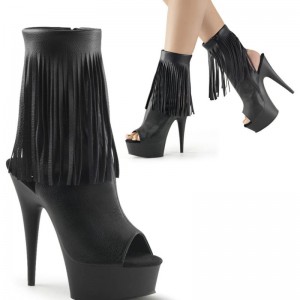 Pleaser Delight-1019 Vegan Leather Laarzen Dames Zwart | BELGIE BESKPEVW
