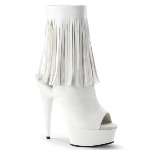 Pleaser Delight-1019 Vegan Leather Laarzen Dames Wit | BELGIE BESHKUIG