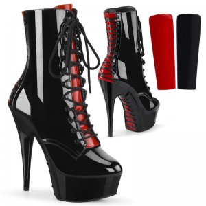 Pleaser Delight-1020FH Laarzen Dames Zwart Rood | BELGIE BEKQTZDC