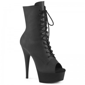 Pleaser Delight-1021 Vegan Leather Laarzen Dames Zwart | BELGIE BEQNDFMZ