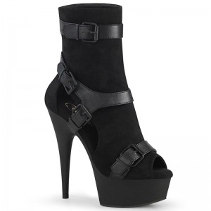 Pleaser Delight-1037 Vegan Leather Laarzen Dames Zwart | BELGIE BEDBSOWU