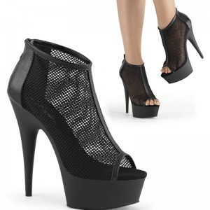 Pleaser Delight-600-12 Vegan Leather Laarzen Dames Zwart | BELGIE BEAEXDRN