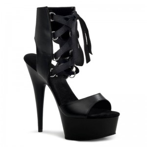 Pleaser Delight-600-14 Vegan Leather Hakken Dames Zwart | BELGIE BEGBZCLH