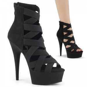 Pleaser Delight-600-24 Suede Hakken Dames Zwart | BELGIE BEJLKZBE
