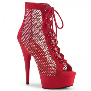 Pleaser Delight-600-33RM Laarzen Dames Rood | BELGIE BEALQETC