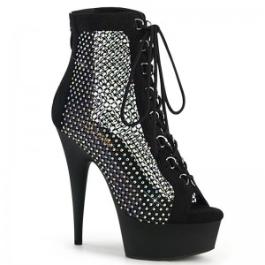 Pleaser Delight-600-33RM Suede Laarzen Dames Zwart | BELGIE BEGIZTMD