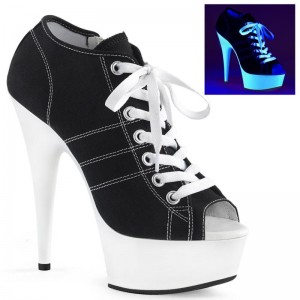 Pleaser Delight-600SK-01 Laarzen Dames Zwart Wit | BELGIE BEGEQWUA