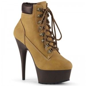 Pleaser Delight-600TL-02 Laarzen Dames Bruin | BELGIE BEGINJTP