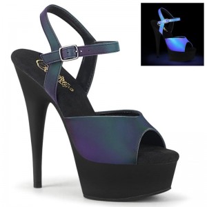 Pleaser Delight-609REFL Hakken Dames Groen Zwart | BELGIE BEGZCOPS
