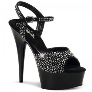 Pleaser Delight-609RS Suede Hakken Dames Zwart | BELGIE BEAZJVSB