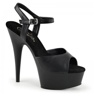 Pleaser Delight-609 Vegan Leather Hakken Dames Zwart | BELGIE BEDIBSCZ