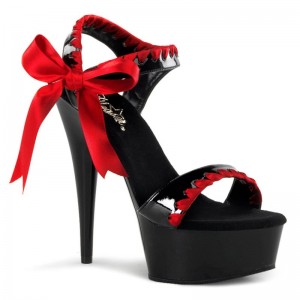 Pleaser Delight-615 Hakken Dames Rood Zwart | BELGIE BEJUEQRV