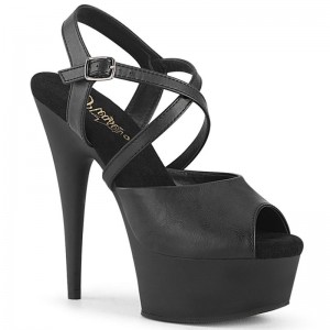 Pleaser Delight-624-1 Vegan Leather Hakken Dames Zwart | BELGIE BEELCPOT