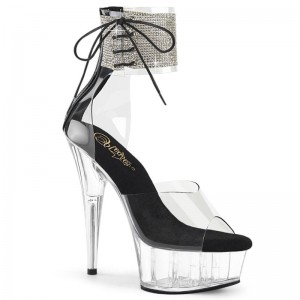Pleaser Delight-624RS Hakken Dames Zwart | BELGIE BEQWRVZU