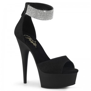 Pleaser Delight-625 Suede Hakken Dames Zwart | BELGIE BECXFTGD