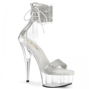 Pleaser Delight-627RS Hakken Dames Zilver | BELGIE BEGNISBU