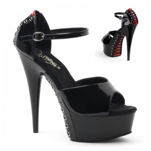 Pleaser Delight-660FH Hakken Dames Rood Zwart | BELGIE BECKJFSA