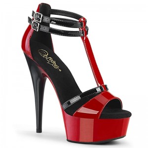 Pleaser Delight-663 Hakken Dames Zwart Rood | BELGIE BEFKABWH