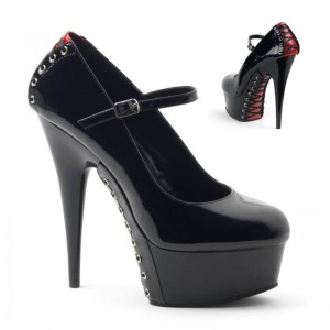 Pleaser Delight-687FH Hakken Dames Rood Zwart | BELGIE BEBVTHUF