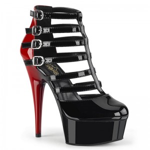 Pleaser Delight-695 Hakken Dames Rood Zwart | BELGIE BEHTBPZX