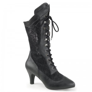Pleaser Divine-1050 Vegan Leather Laarzen Dames Zwart | BELGIE BERXUNMP