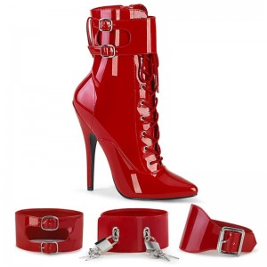 Pleaser Domina-1023 Laarzen Dames Rood | BELGIE BEAIGZOQ