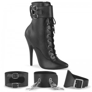 Pleaser Domina-1023 Vegan Leather Laarzen Dames Zwart | BELGIE BEMHSEDJ