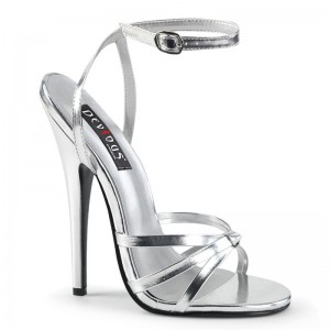 Pleaser Domina-108 Vegan Leather Hakken Dames Zilver | BELGIE BEXPMYVD