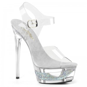 Pleaser Eclipse-608DM Hakken Dames Clear | BELGIE BELAPEQU
