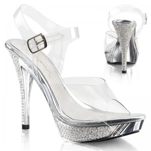 Pleaser Elegant-408 Hakken Dames Zilver | BELGIE BEORLZAS